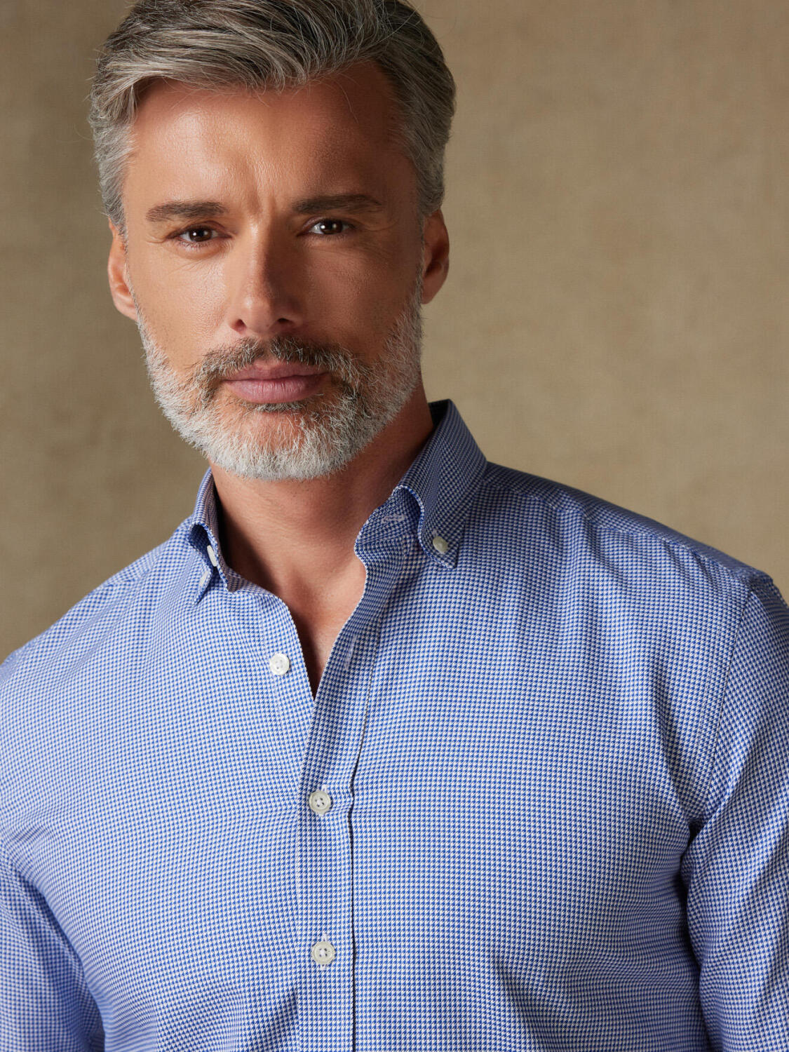 Chemise cintrée Landry en vichy marine - Col Boutonné