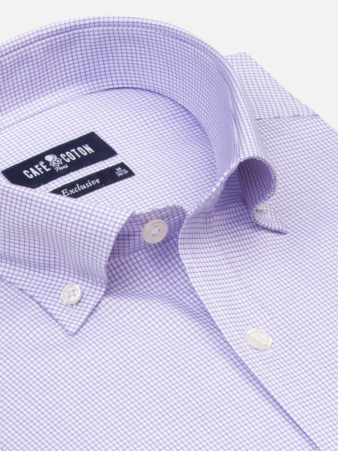 Tailliertes Hemd Lenny mit Karos in parma - Button-Down-Kragen