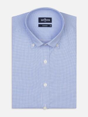Lenny blue checked slim fit shirt - Button-down collar
