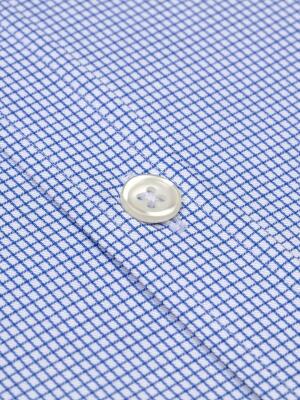 Lenny blue checked slim fit shirt - Button-down collar