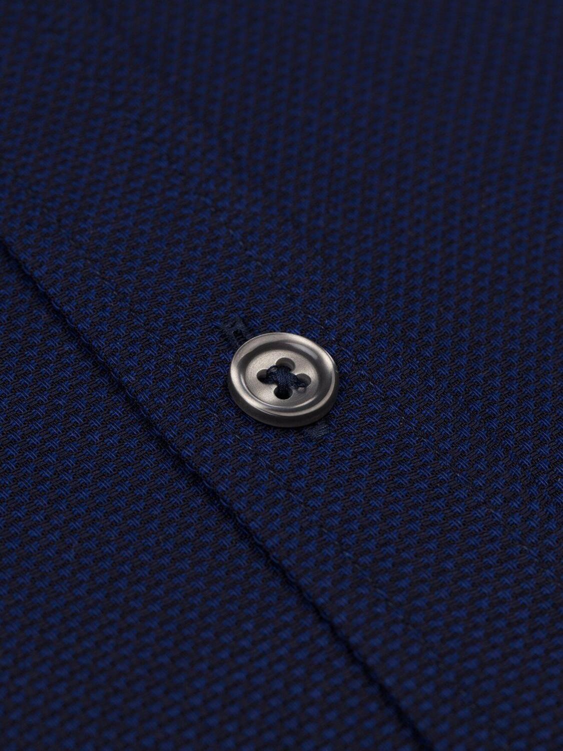Leo Hemd mit Navy-Struktur - Knopfleiste