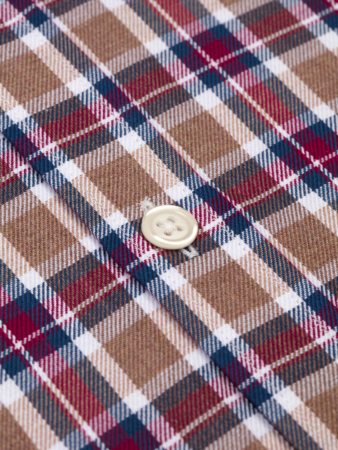 Tailliertes Hemd Leon mit blauen Karos - Button-Down-Kragen