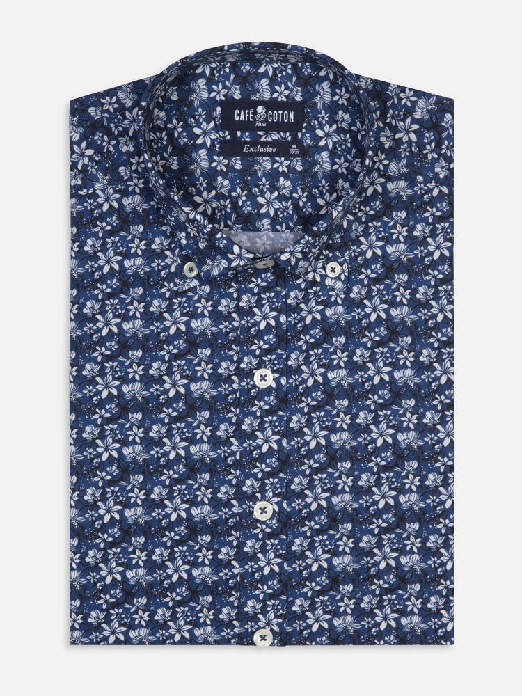 Mael camisa ajustada estampado floral - Cuello con botones