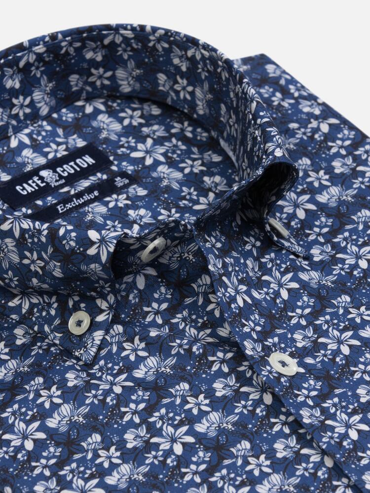 Mael camisa ajustada estampado floral - Cuello con botones