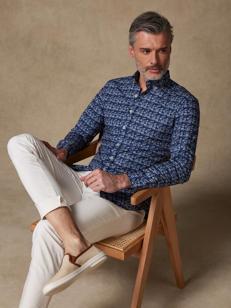 Mael camisa ajustada estampado floral - Cuello con botones