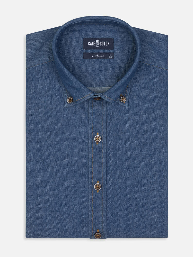 Chemise cintrée Malo en denim - Col Boutonné