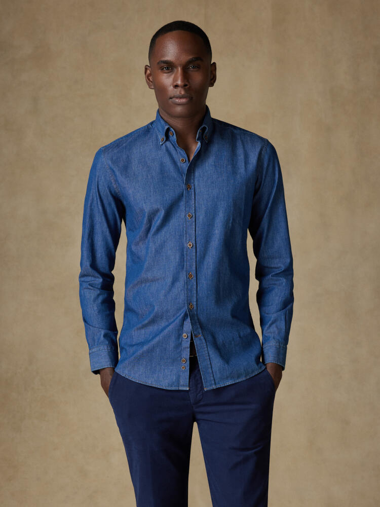 Chemise cintrée Malo en denim - Col Boutonné