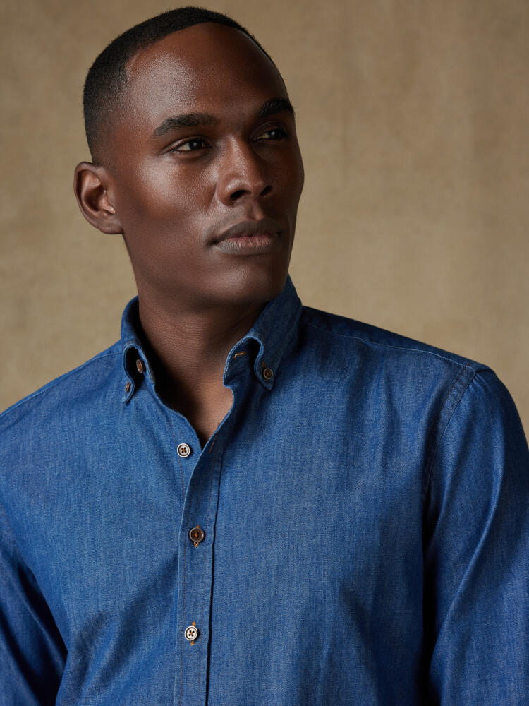 Chemise cintrée Malo en denim - Col Boutonné