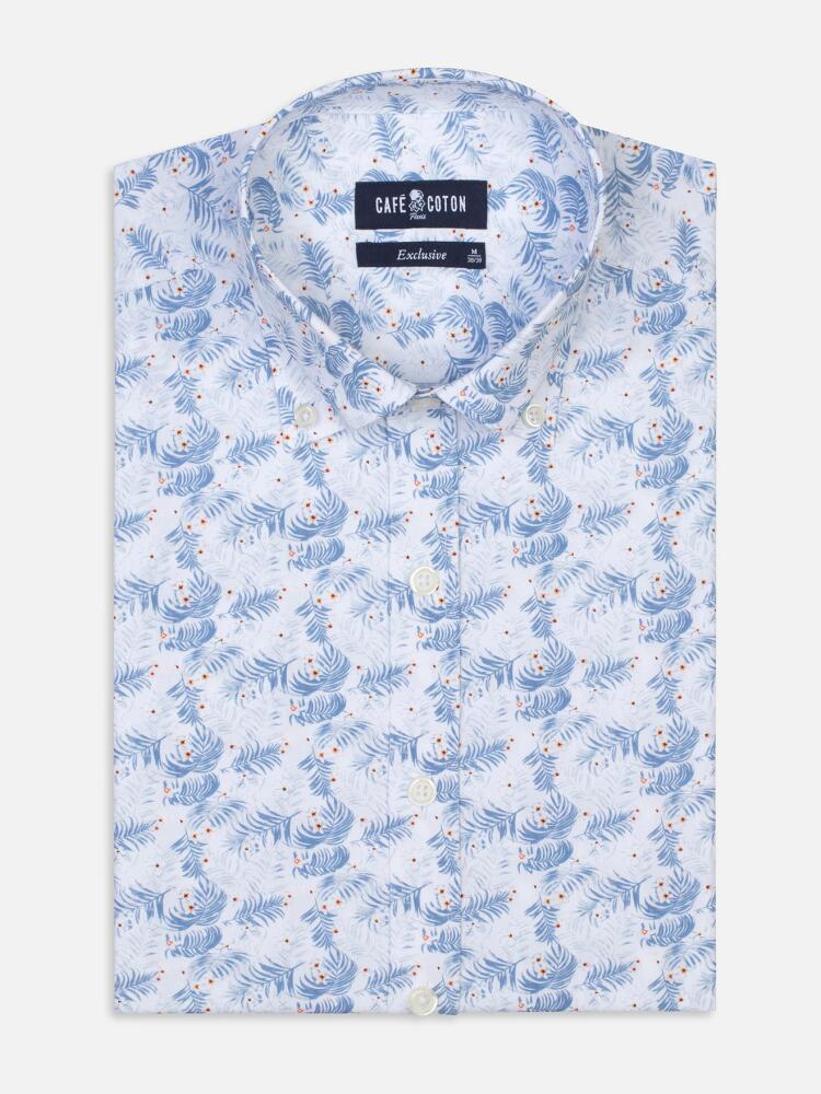 Chemise cintrée Mattis à imprimé tropical  - Col Boutonné