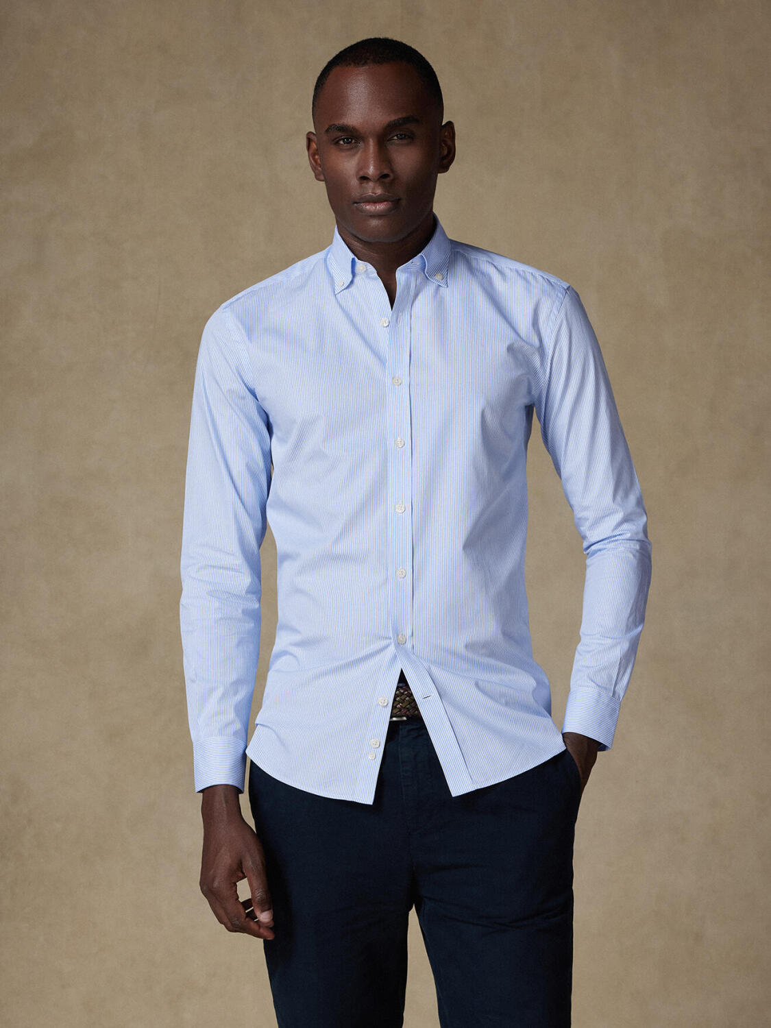 Menthon sky stripe slim fit shirt - Button down collar