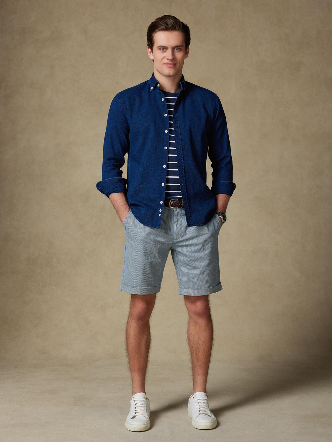 Mercer slim fit shirt indigo - Button-down collar