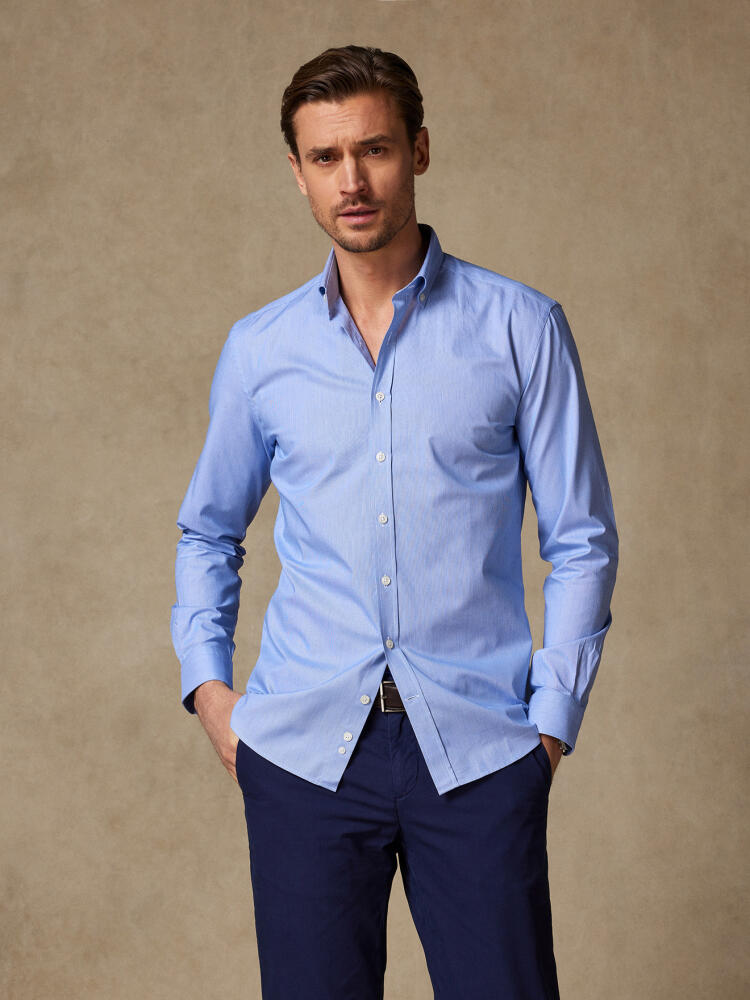 Duizend Strepen Blauw Slim fit overhemd - Button-down kraag