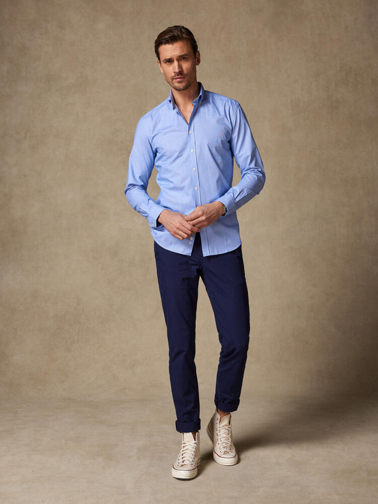 Duizend Strepen Blauw Slim fit overhemd - Button-down kraag