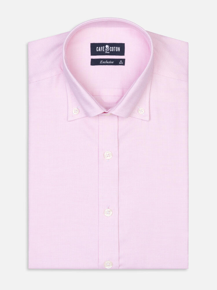 Camicia slim fit a trecce rosa - Colletto abbottonato