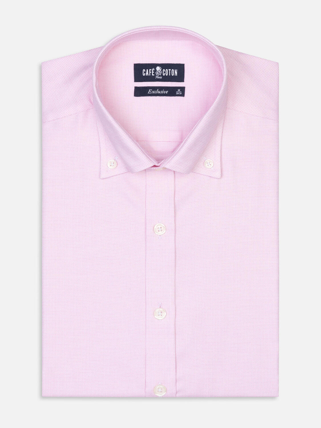 Roze gevlochten Slim fit overhemd - Button-down kraag