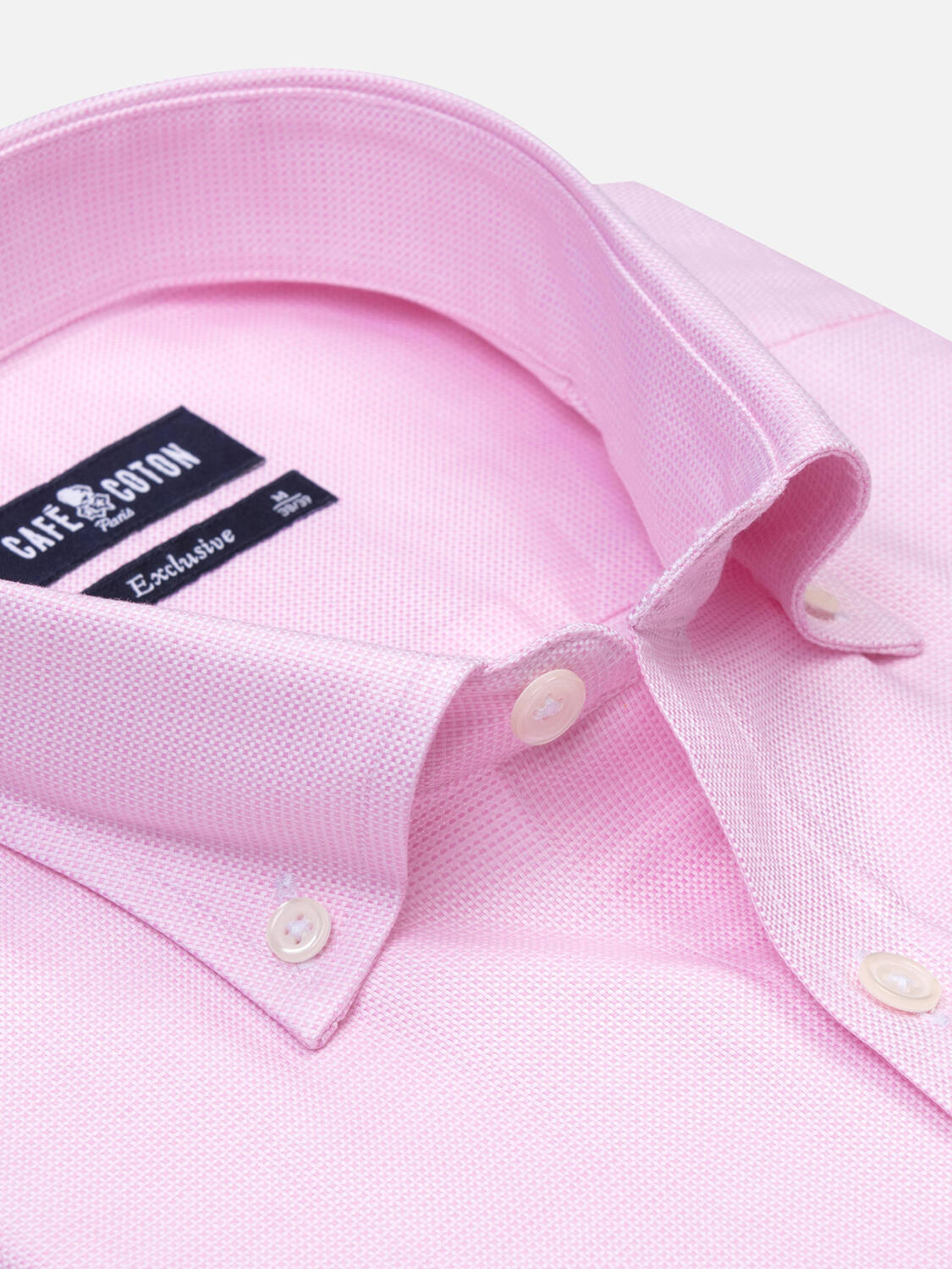 Roze gevlochten Slim fit overhemd - Button-down kraag
