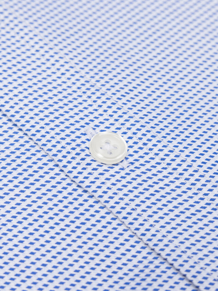 Chemise cintrée Nelson en twill bleu - Col Boutonné