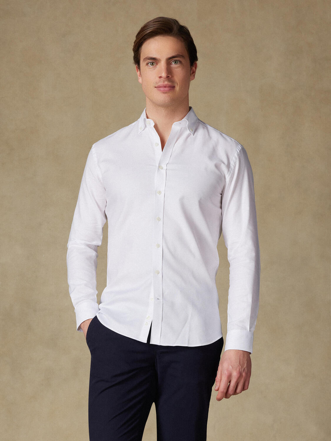 Wit oxford Slim fit overhemd - Button-down kraag