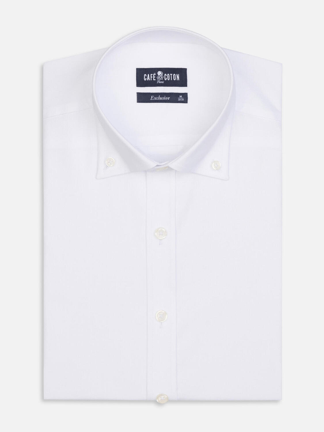 Wit oxford Slim fit overhemd - Button-down kraag