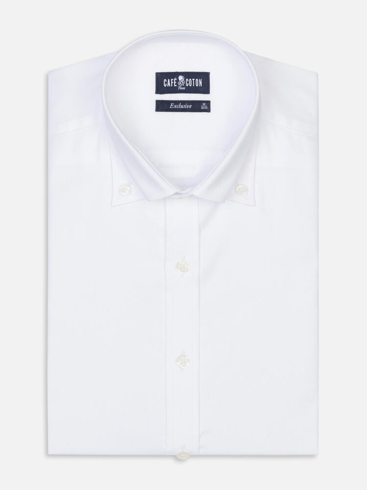 Wit oxford Slim fit overhemd - Button-down kraag