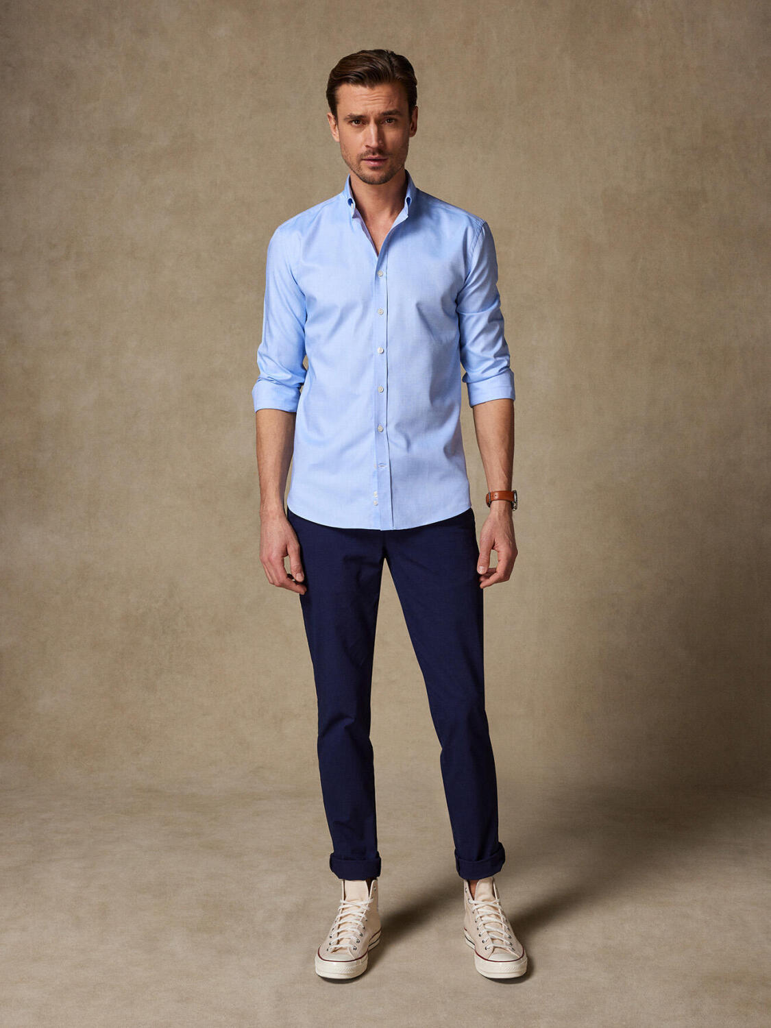 Hemels oxford Slim fit overhemd - Button-down kraag