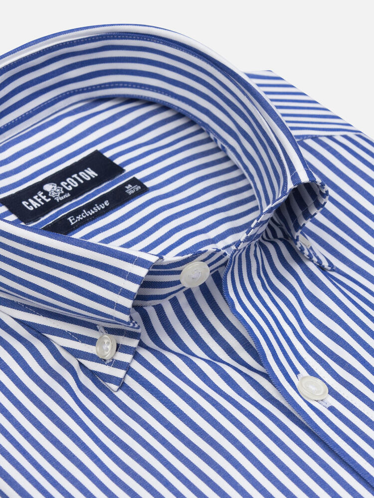 Camicia slim fit Nick Navy Stripe  - Colletto abbottonato