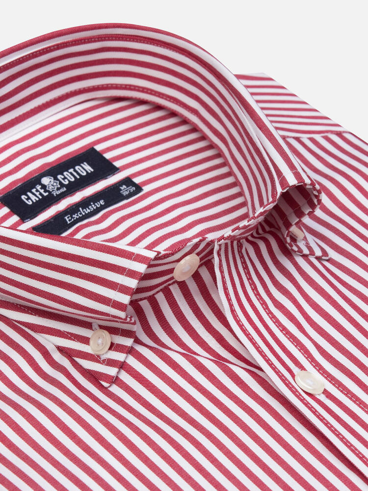 Nick Red Stripe slim fit shirt - Button down collar