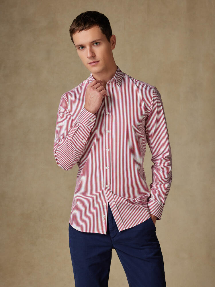 Nick Red Stripe slim fit shirt - Button down collar