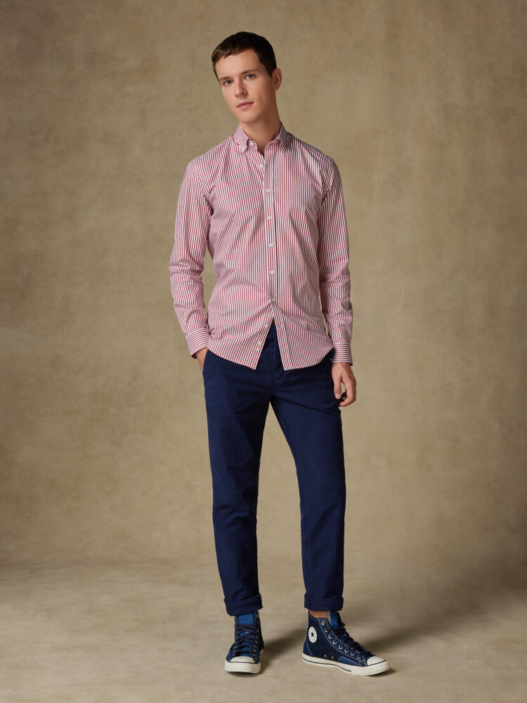 Nick Red Stripe slim fit shirt - Button down collar