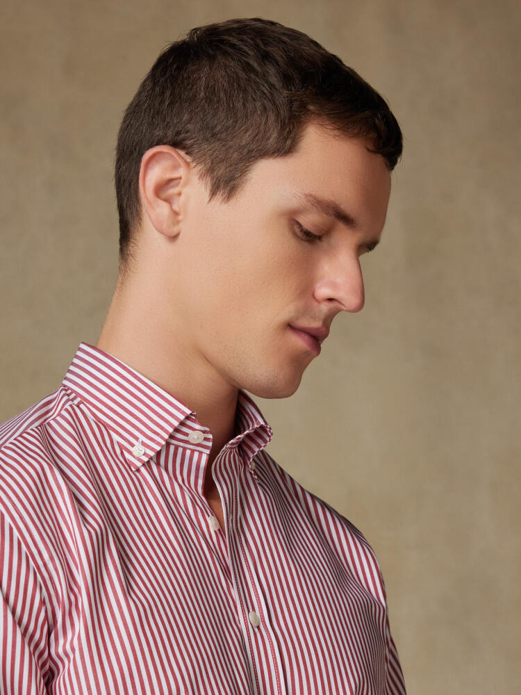 Nick Red Stripe slim fit shirt - Button down collar