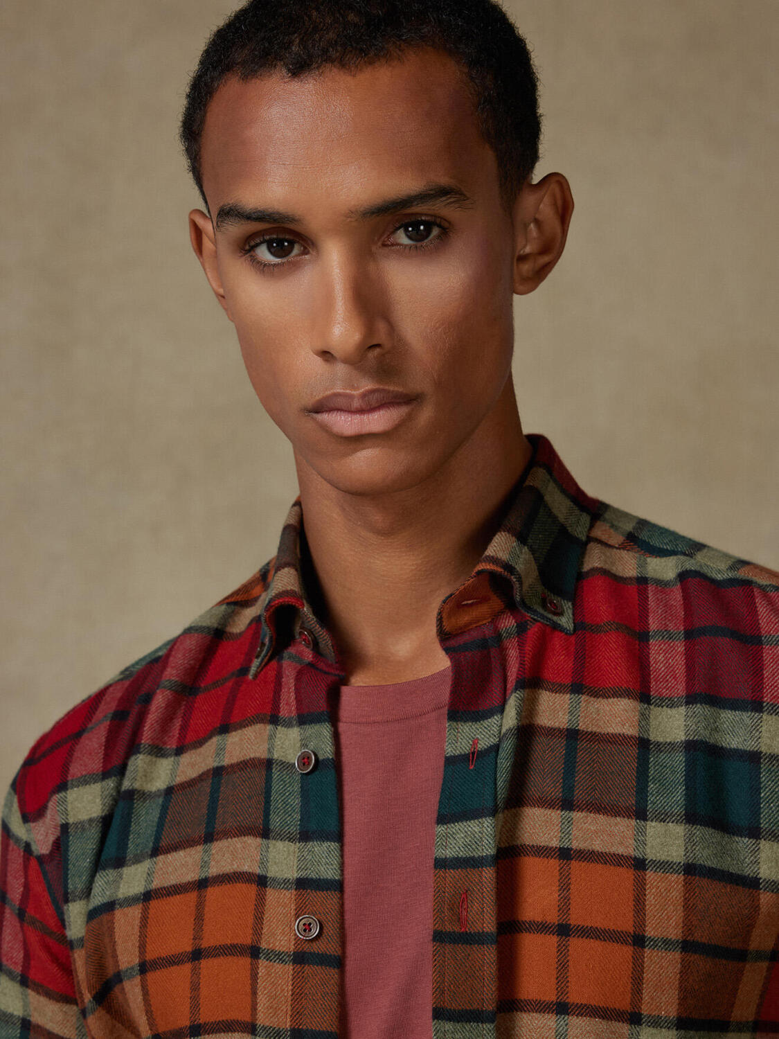 Camicia slim fit Nix in flanella - Cuello button-down