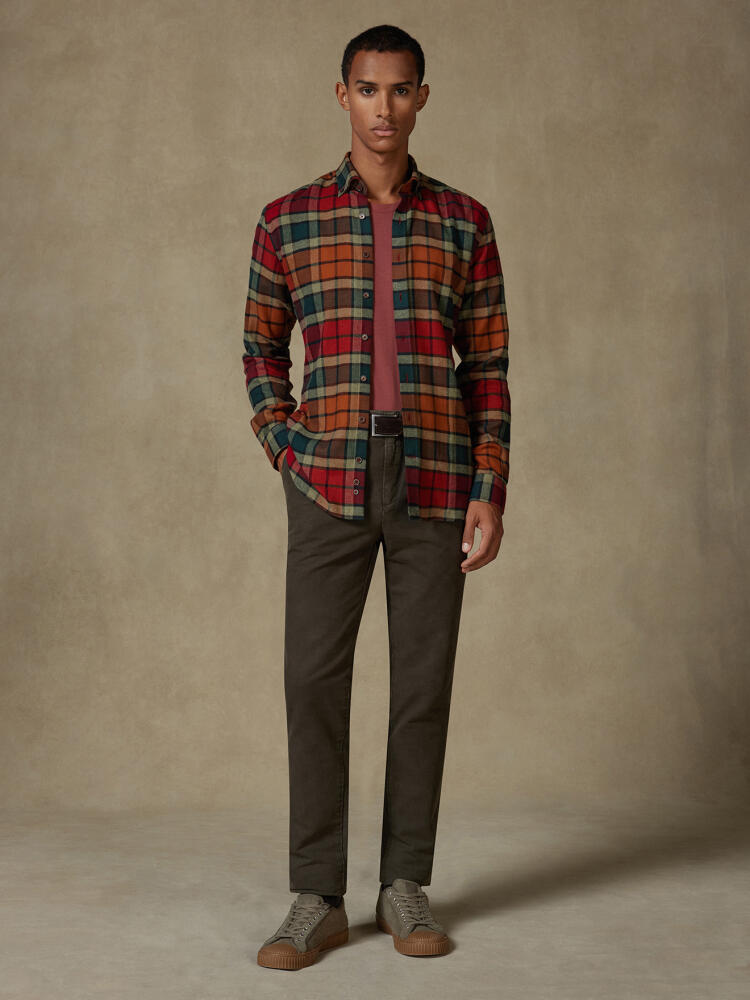 Camicia slim fit Nix in flanella - Cuello button-down