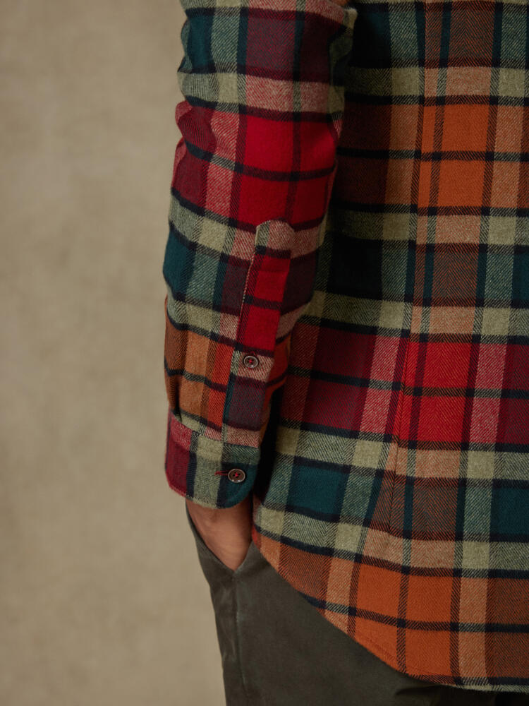 Camicia slim fit Nix in flanella - Cuello button-down