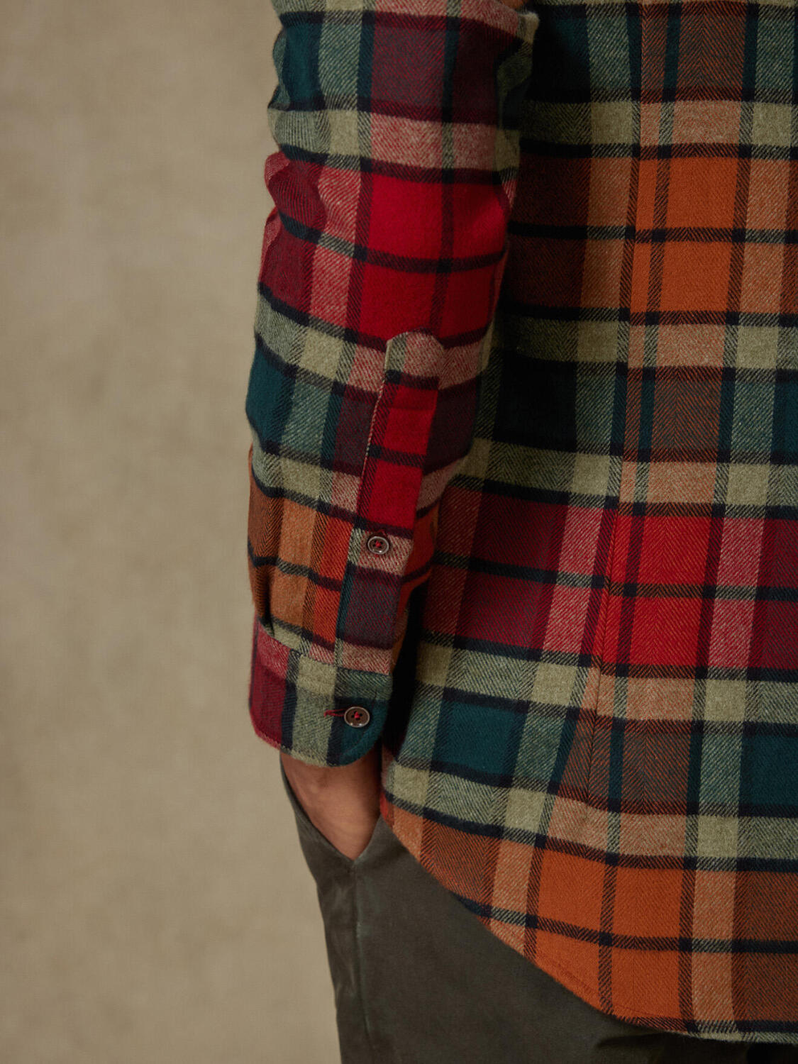 Camicia slim fit Nix in flanella - Cuello button-down