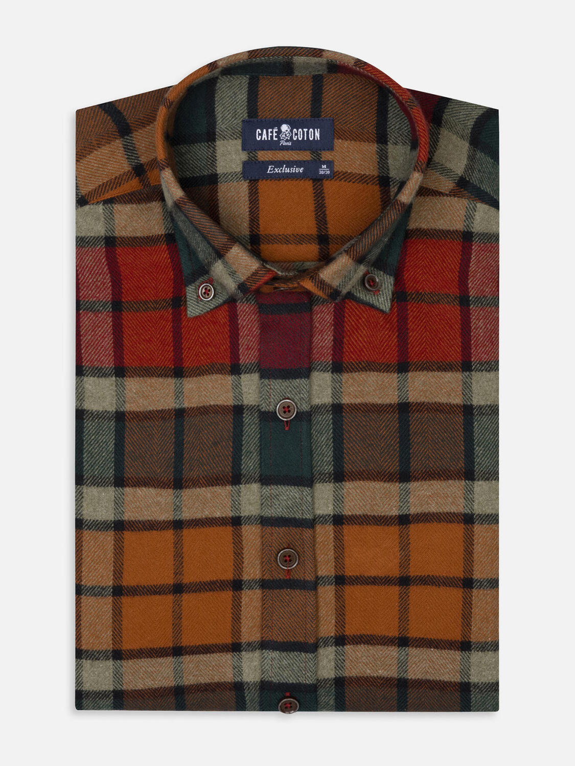 Camicia slim fit Nix in flanella - Cuello button-down