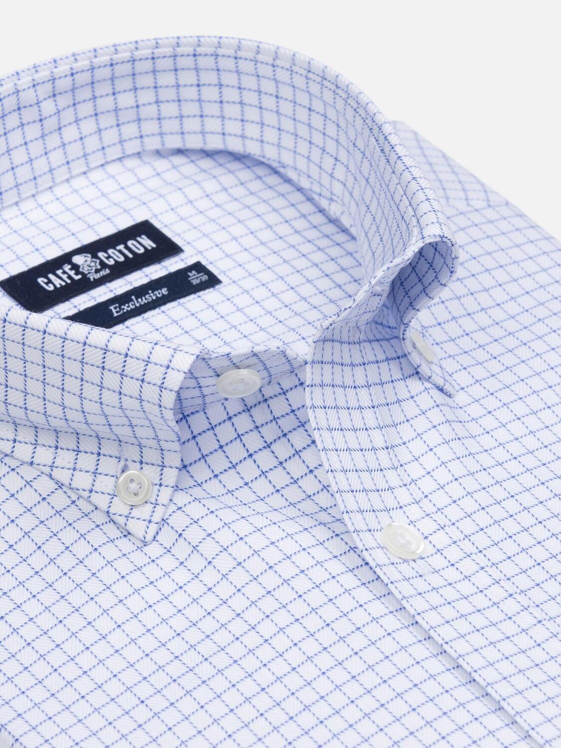 Tailliertes Olga Hemd mit blauen Karos - Button-Down-Kragen