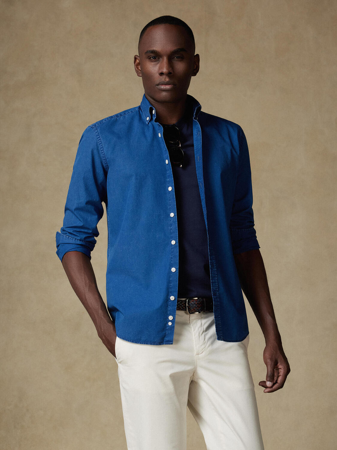 Paga slim fit shirt indigo   - Button down collar