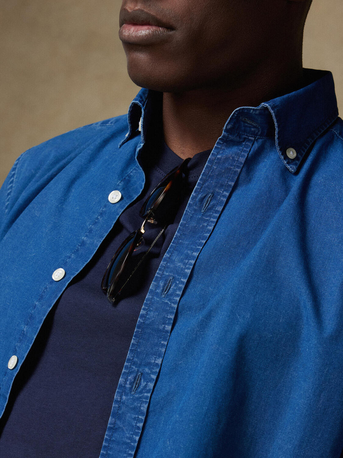 Paga slim fit shirt indigo   - Button down collar