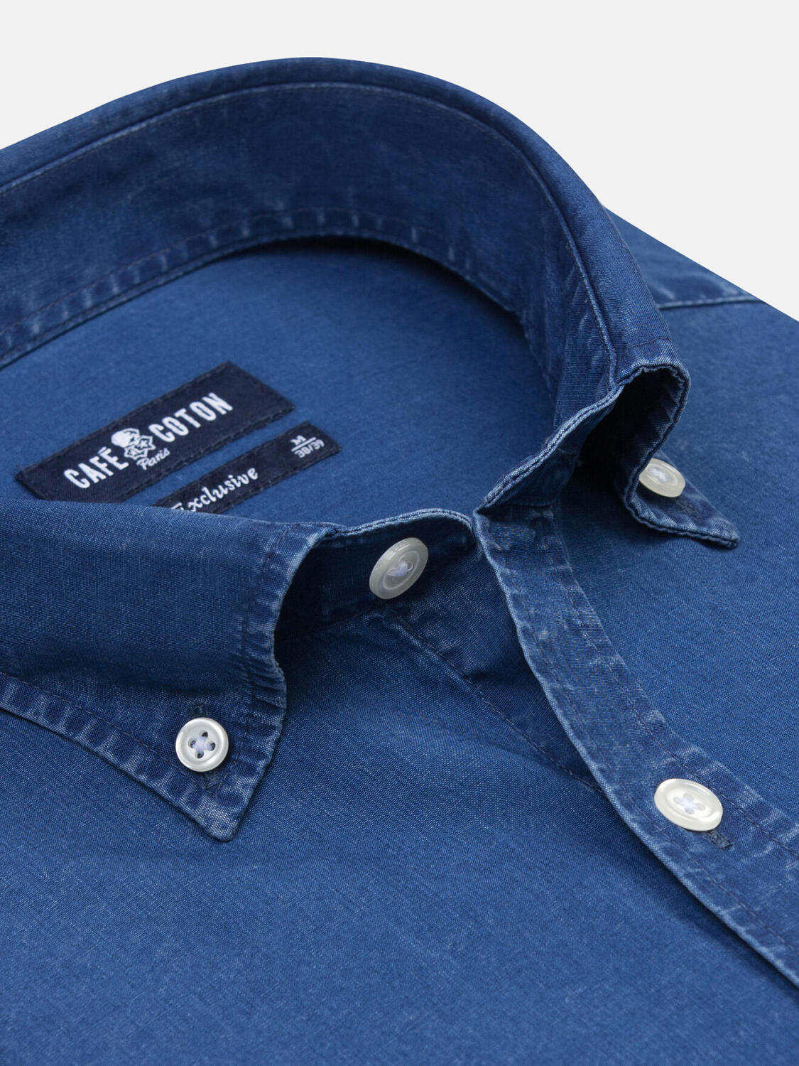 Paga slim fit shirt indigo   - Button down collar