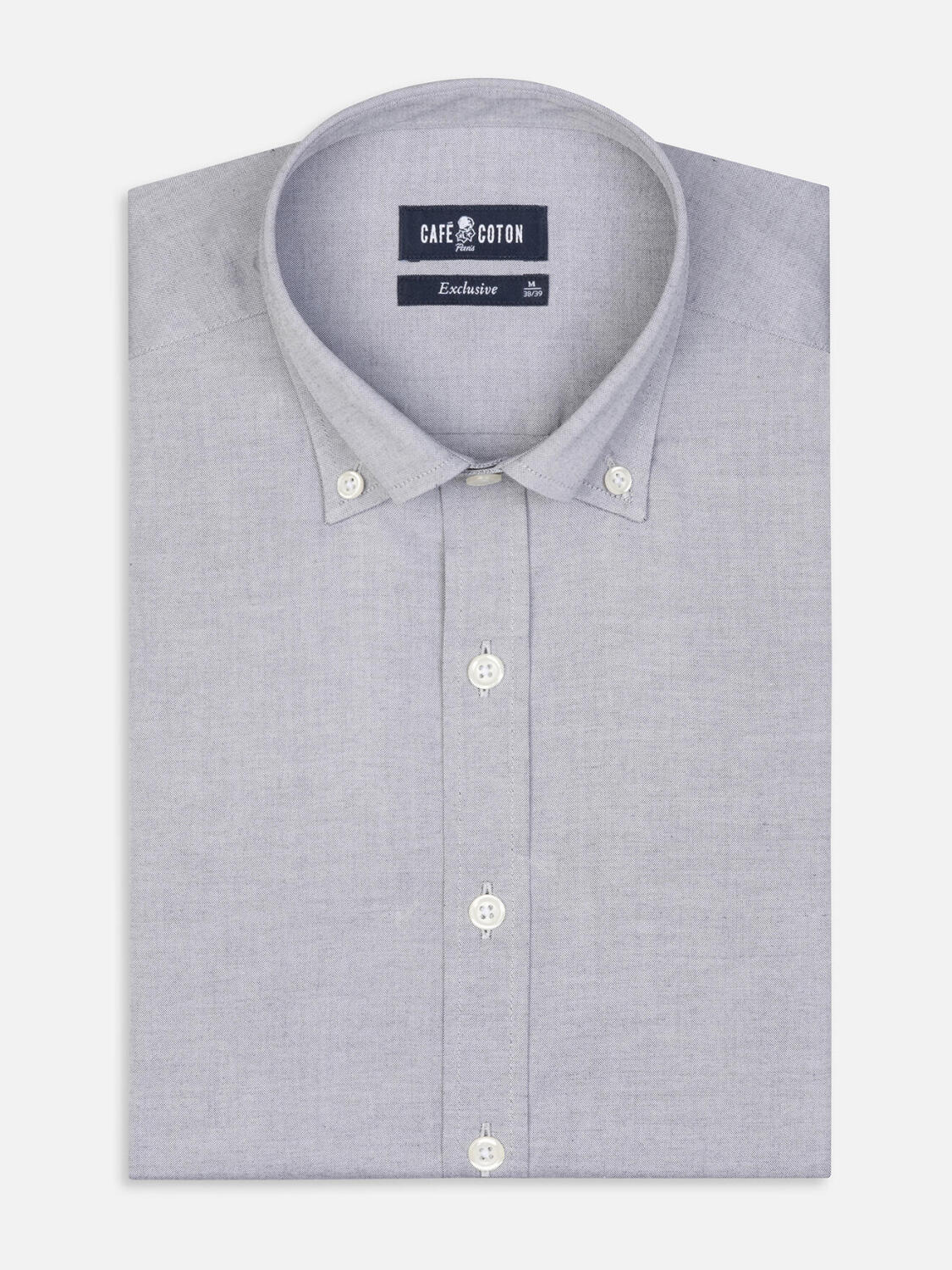Grijs Slim fit overhemd  - Button-down kraag