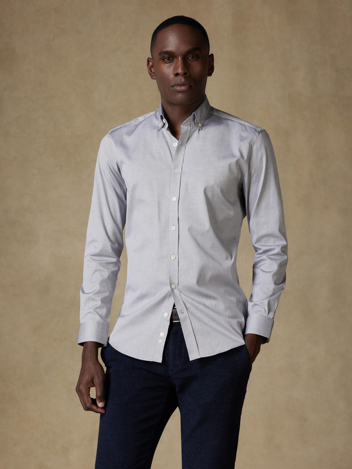 Grijs Slim fit overhemd  - Button-down kraag