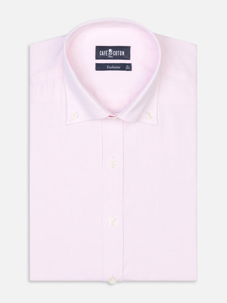 Camisa entallada pin point rosa - Cuello Abotonado