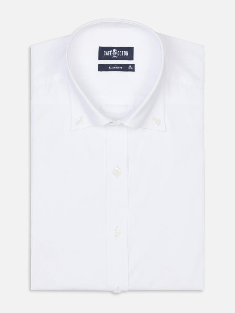 White poplin slim fit shirt - Button down collar