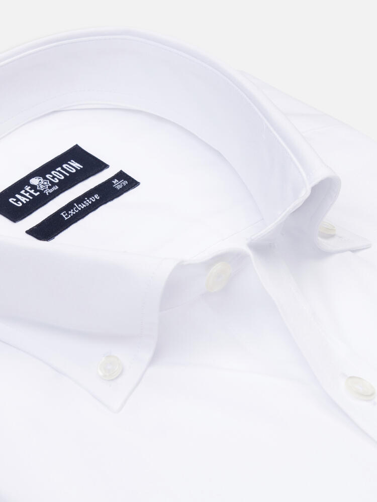 White poplin slim fit shirt - Button down collar