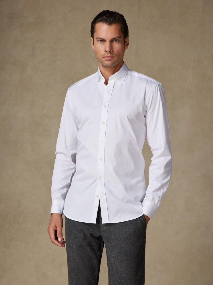 White poplin slim fit shirt - Button down collar