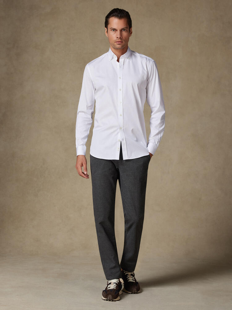 White poplin slim fit shirt - Button down collar