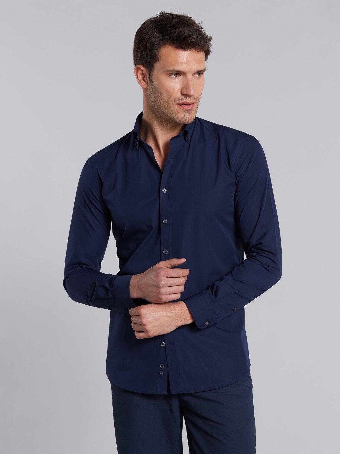 Chemise en popeline marine