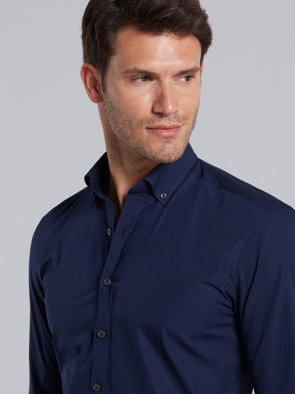 Chemise en popeline marine