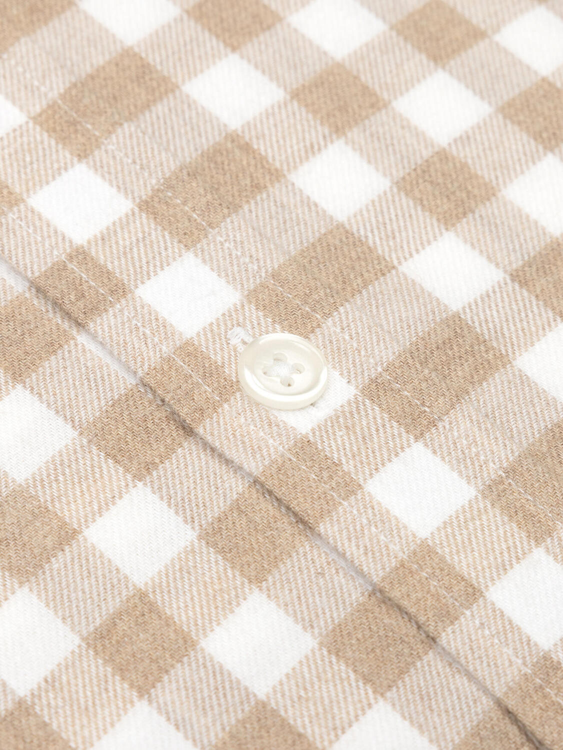 Rob Beige Flanellhemd mit Karomuster- Slim Fit - Button down Kragen