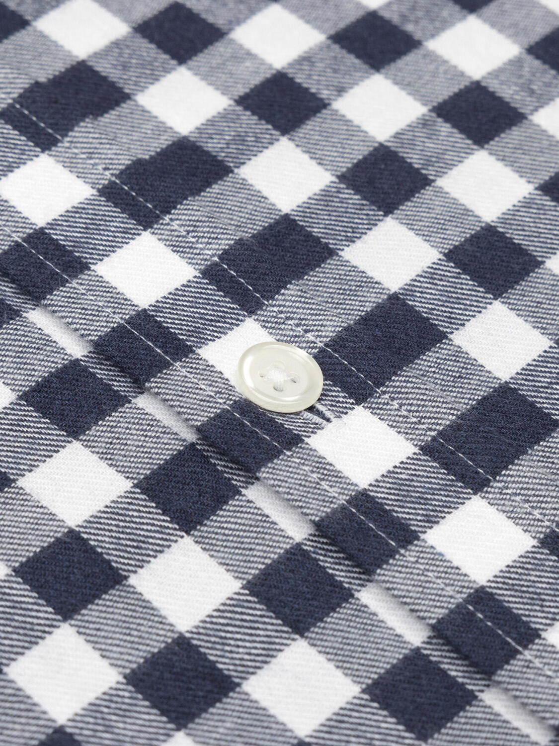 Rob navy geruit flanellen slim fit overhemd - Button down Kraag